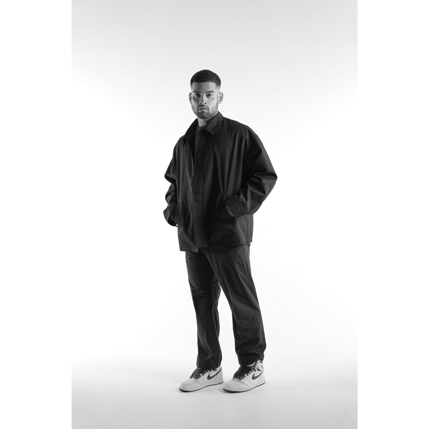Oversized Cotton Gabardine Jacket - Black