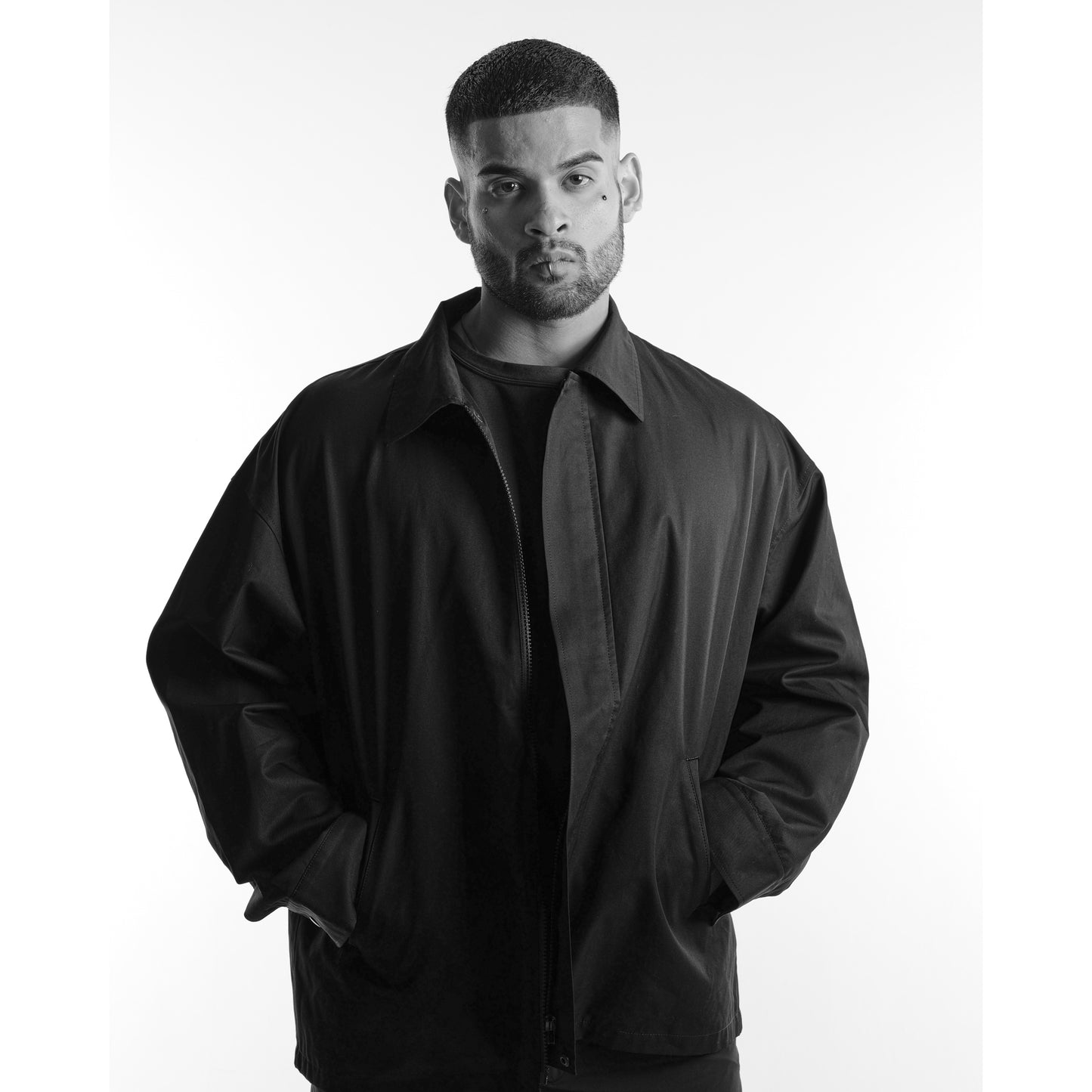 Oversized Cotton Gabardine Jacket - Black